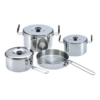 China Sustainable Camping 12pcs Cookware Mess Stainless Steel Kit Set Non-Stick Lightweight Pots Pan Camping Cookware Set for sale