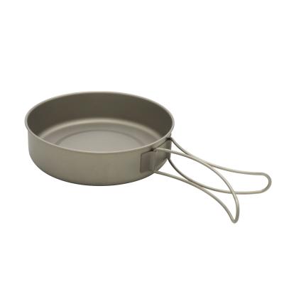 China Camping Activity Outside Cooking Folding Logo Fruit Dish Titanium Frying Portable High Quality Custom Rise Pan for sale