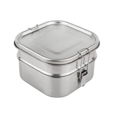 China Sustainable Classic 2-Layer Bento Box BPA Free Kids and Adults Square Lunch Box Stainless Steel Lunch Box for sale