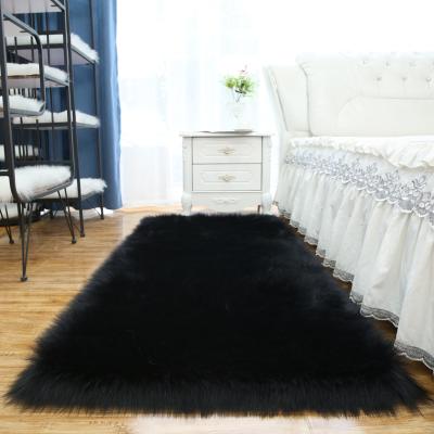 China Rectangular Faux Wool Sheep Rug Washable Living Room Rug Rectangular Pile Long Shaggy Carpet for sale