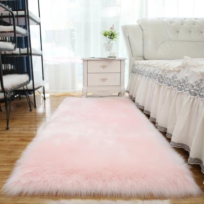 China 2021 promotion long pile washable sheepskin fluffy fur rug blanket/hairy fur rug rug/faux fur for sale