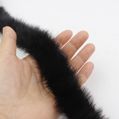 China Color Customized Service Dyed Fluffy Mink Fur Strips / Real Mink Fur Trimming / Genuine Furhood Trim for sale