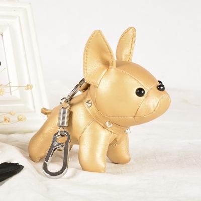 China French Bulldog Accessories French Bulldog Key Chain Car Key Chain Promotion Gift Small PU Dog Key Chain French Punk Leather Bag Charm Female Key Chain for sale