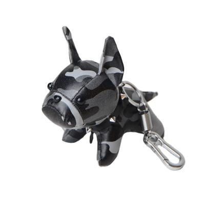 China Custom 2021New French Bulldog Letter Flower Old Key Chain Holder Key Ring Charm Luxury Key Pendant Bag Accessories for sale