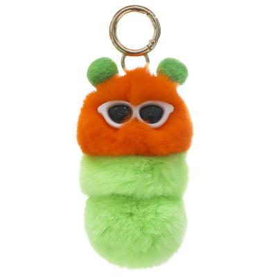 China 2021 Promotion Gift Creative Car Caterpillar Plush Toy Doll Cartoon Cute Key Chain Pendant Key Chain Accessories for sale