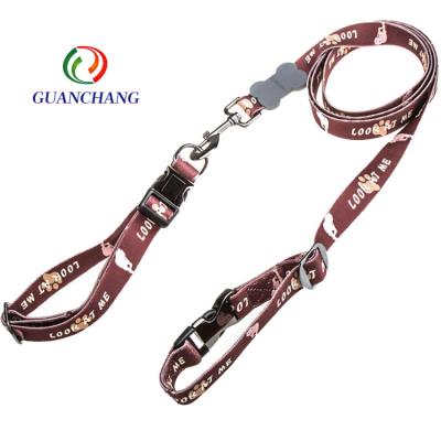 China Viable Wholesale Custom Print Logo Dog Collar and Nylon Leash Factory Price for sale