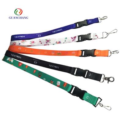 China Diversified Customized Promotional Custom Sublimation Printed Polyester ID Card Holder Neck Lanyard With Quick Release Buckle for sale