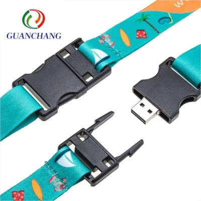 China Meet promotional custom sublimation printed neck strap flash lanyard 4gb usb drive for sale