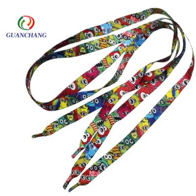 China Factory Price Polyester Satin Flat Wholesale Custom Cheap Printed Shoe Laces for sale