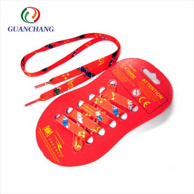 China Factory Price Printed Custom Colored Polyester Sublimated Printed No Tie Lace for sale