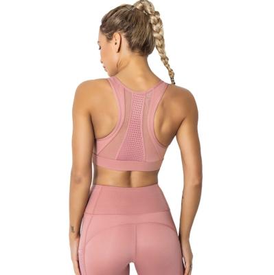 China Breathable High Quality Running Fitness Support Waist Sports Bra Mesh Cross Back Yoga Bra for sale