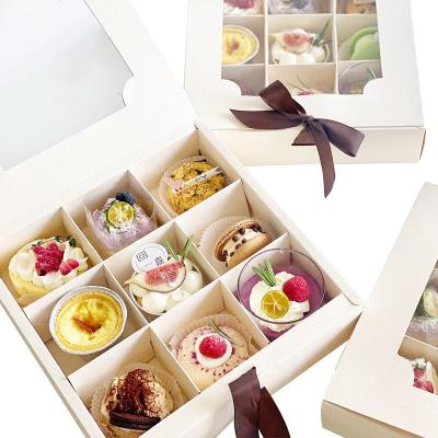 China Recycled Materials Window Chocolate Boxes New Paper Cup Egg Tarts Packaging Box Dessert Mousse Egg Yolk Cake Paper Box for sale