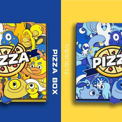 China Recycled Materials Custom Logo Printed Color 7 8 9 10 12 Inches Multi-Size Paper Packaging Cartoon Takeaway Corrugated Paper Box Packaging Pizza Boxes for sale