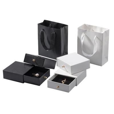 China Wholesale Recyclable Custom Logo Size Jewelry Drawer Gift Box Packaging Portable Bracelet Necklace Earrings Ring Paper Box Bags for sale