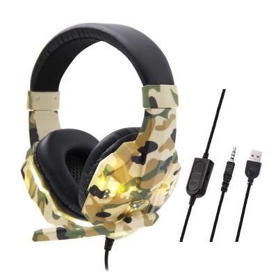 China High Quality Military Headband Camouflage Wired Earphone Sports Electronic Gaming Headset With MIC for sale