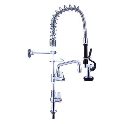 China Chrome Kitchen Faucets Thermostatically Commercial 2 Way Pre Rinse Tapware Deck Mount Flexible Mount Pre Rinse Unit Tap for sale