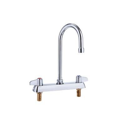 China Thermostatic Faucets Sanitary Wares High Arc Chrome Sus304 Dual Handle Pull Out Eq Commercial Kitchen Faucet for sale