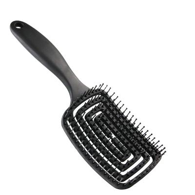 China Salon Private Label Black Wet/Dry Use Curved Comb Curly Anti-Static Labyrinth Flexible Detangle Duct Hair Brush for sale