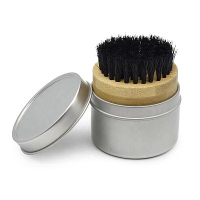 China Hot Salon Amazon Style Shaving Brush Round Wooden Bamboo Boar Bristle Beard Brush Barber Hairdresser Round Brush Beard Brush Beard Grooming Kit for sale