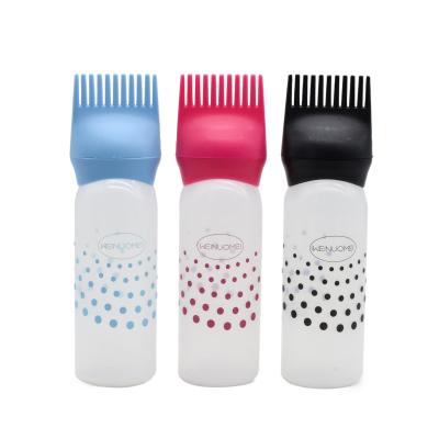 China Hairdressing/Personal Care Household Hair Dye Bottle With Comb Applicator Silicone Hair Color Dispenser Bottle Plastic Spray Dye Bottle for sale