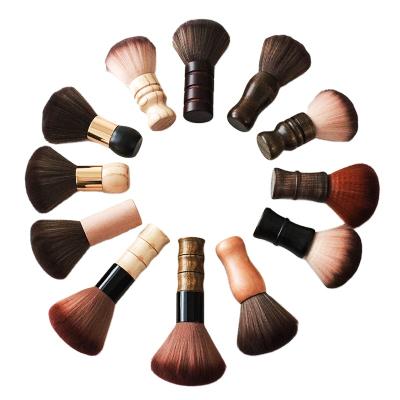 China Wooden Handle Barber Cleaning Hairbrush Neck Face Dust Brush Nondisposable Clean Soft Nylon Hair Styling Tools for sale