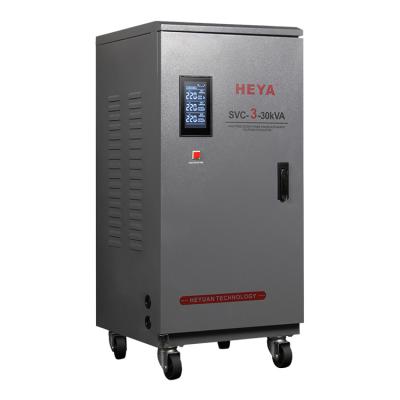 China Three Phase SVC SVC LCD Display 30 KVA Servo Voltage Regulator AC Voltage Stabilizers for sale