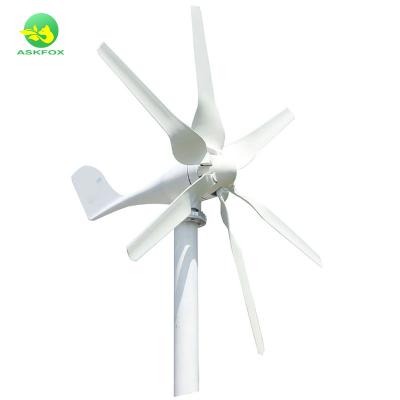 China Home and Commercial Use Small Clean Power Wind Generator Household 6 Blades 12V 24V 48V Nylon Fiber Blades 800W 12V 24V 48V Portable Wind Turbine Generator for Home Use for sale