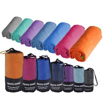 China Custom Digital Printed Travel Sports Gym Microfiber QUICK DRY Quick Dry Towel With Mesh Bag for sale