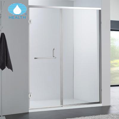 China Traditional L-Shape Handle Silver Framed Folding Screen Hinge Shower Door - Custom Size Available for sale