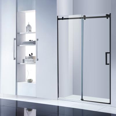 China Smooth Rolling Modern Matte Black Shower Door Frameless Single Sliding 56