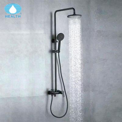 China With Contemporary Black Slide Bar Rain Bathroom Shower Head Set for sale