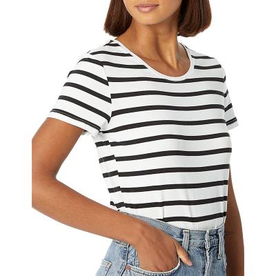 China Anti-Wrinkle Ladies Striped T-Shirt for sale