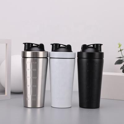 China 750ml Stainless Steel Viable Shaker Bottle Gym Creative Protein Shaker Bottle with Mixing Ball for sale