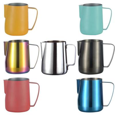 China Custom Viable Stainless Steel Water Tea and Fruit Infusion Filter Latte Milk Jug Frothing Pitcher Pull Flower Cup Coffee Milk Frother for sale