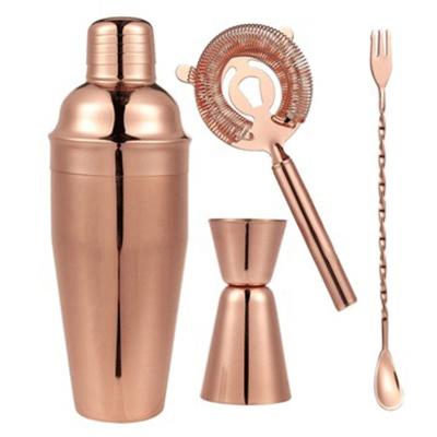 China Viable Wholesale Cocktail Shaker Set Stainless Steel Four-in-one Cobbler Shaker Set Bar Tools Custom Logo for sale