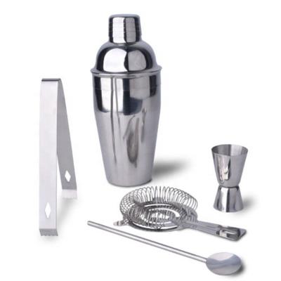 China Viable Hot Selling Cocktail Shaker Bar Set Bartender Tool Kit Cobbler Shaker Customized of Stainless Steel 5 in-1 for sale