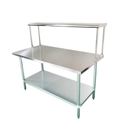 China Kitchen NSF Customized Approval 304 430 201 Stainless Steel Kitchen Knock Down Single Tier Overshelf With Worktable for sale