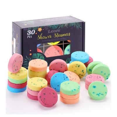 China 30pcs in a box Customized Amazon Scents Shower Bomb Tablets Eucalyptus Aromatherapy Shower Steamers Tablets for sale