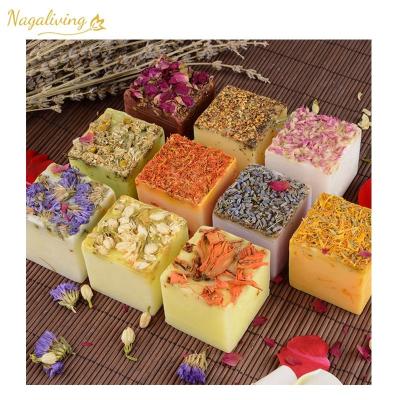 China Private Label Natural Cbd Olive Oil Base Cleansing Handmade Bath Soap Scented Flower Dried Roses Petals Flower Soap Bath For Skin Whitening for sale