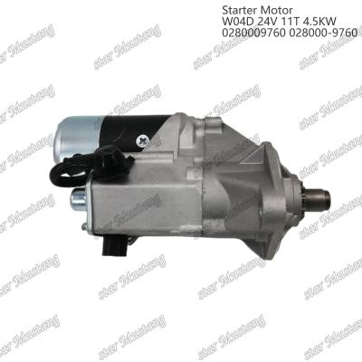 China W04D Engine Starter Motor 24V 11T 4.5KW 0280009760 028000-9760 For HINO Engine Spare Parts for sale