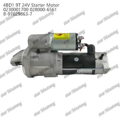 China 4BD1 Engine Starter Motor 24V 0230001700 028000-6561 8-97029863-7 For ISUZU Engine Spare Parts for sale