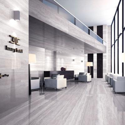 China Modern Ceramic Light Gray Floor Tile Interior And Exterior Solid Wall Glossy Body Floor Tile for sale