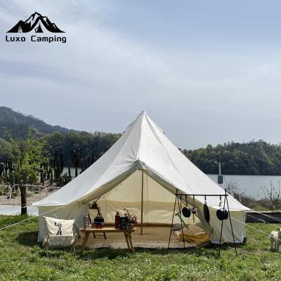 China Camouflage/Field New Arrival Large Size Yurt Tent Two Shapes 6m Bell Canvas Canopy Glamping Tent For 5+ Person Family Outdoor Camping for sale