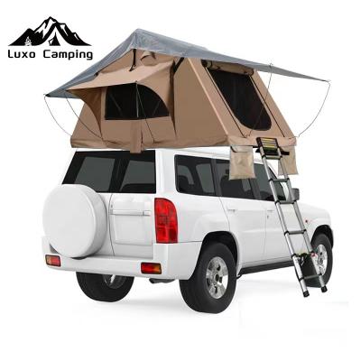 China Diagonal tying type LUXO CAMPING car tent aluminum triangle hard shell roof top tent for outdoor camping roof car rise top tent for sale