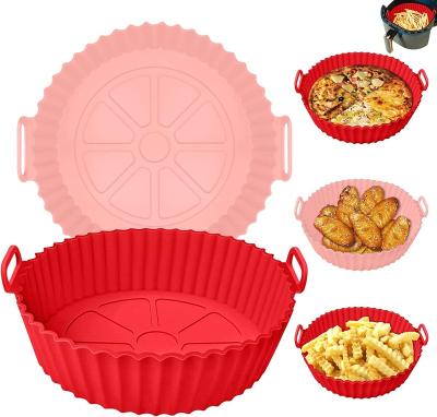 China Disposable Silicone Round Pot Silicone Air Fryer Disposable Silicone Air Fryer Disposable Heat Resistant Baking Liners With Trays for sale