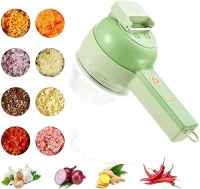 China Sustainable Electric Vegetable Cutter Set USB Electric Portable 4 in 1 Mini Food Chopper for Kitchen Garlic Vegetable Cutter for sale