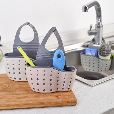 China Kitchen Hanging Rack Adjustable Home Kitchen Sponge Silicone Sponge Shelf Sink Drain Storage Kitchen Basket Hanging Bag for sale