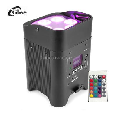 China Event Project 4.5hours 6x18W RGBWAUV 6in1 LED DMX Wifly Battery Operated IRC Wireless Remote Control Uplighter For DJ Wedding Stage for sale