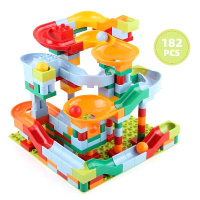 China Classic Big Blocks Building Block Toy 182 PCS Marble Race PULL Back Toy Bricks Set Kids Race Track Compatible Loose Bricks Set For Toddler for sale