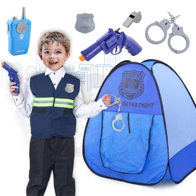 China Security police dress up police pretend play costume police costume for kids with play tent set for sale